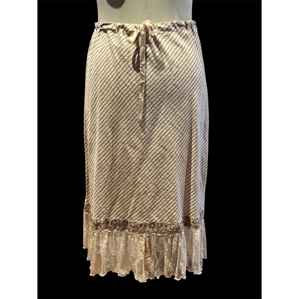 Ann Ferriday Vintage Pinstripe And Lace Bias Skirt Med Unworn W/tags Deadstock
